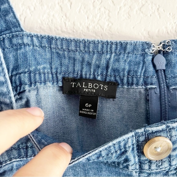 TALBOTS Jean Denim Chambray Button Down Sleeveless Dress 6 petite - Picture 5 of 9